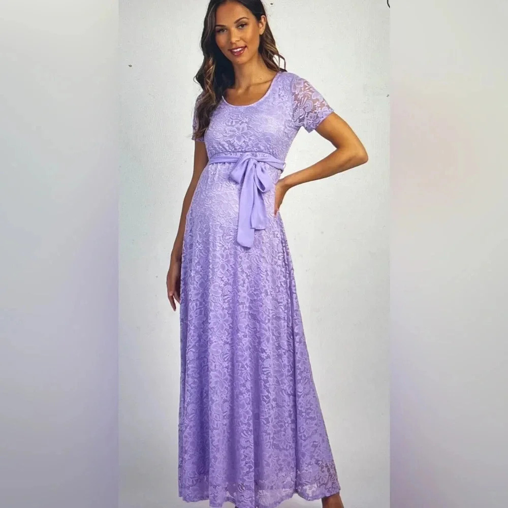 New* Pinkblush Lavender Lace Maternity Maxi‎ Dress